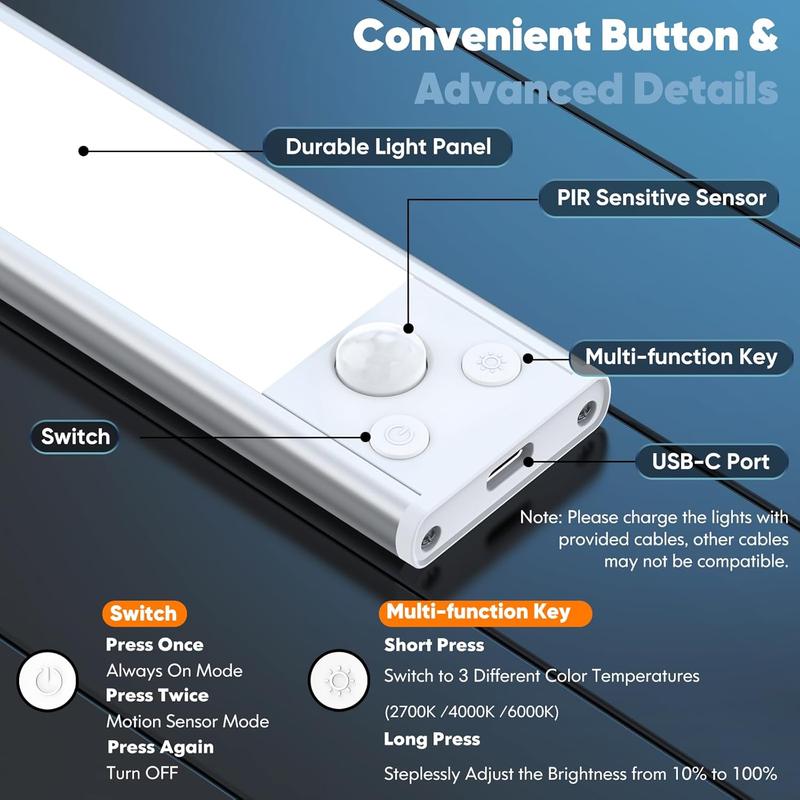 TAILEDEN Under Cabinet Lights,76LED Motion Sensor Night Light Indoor